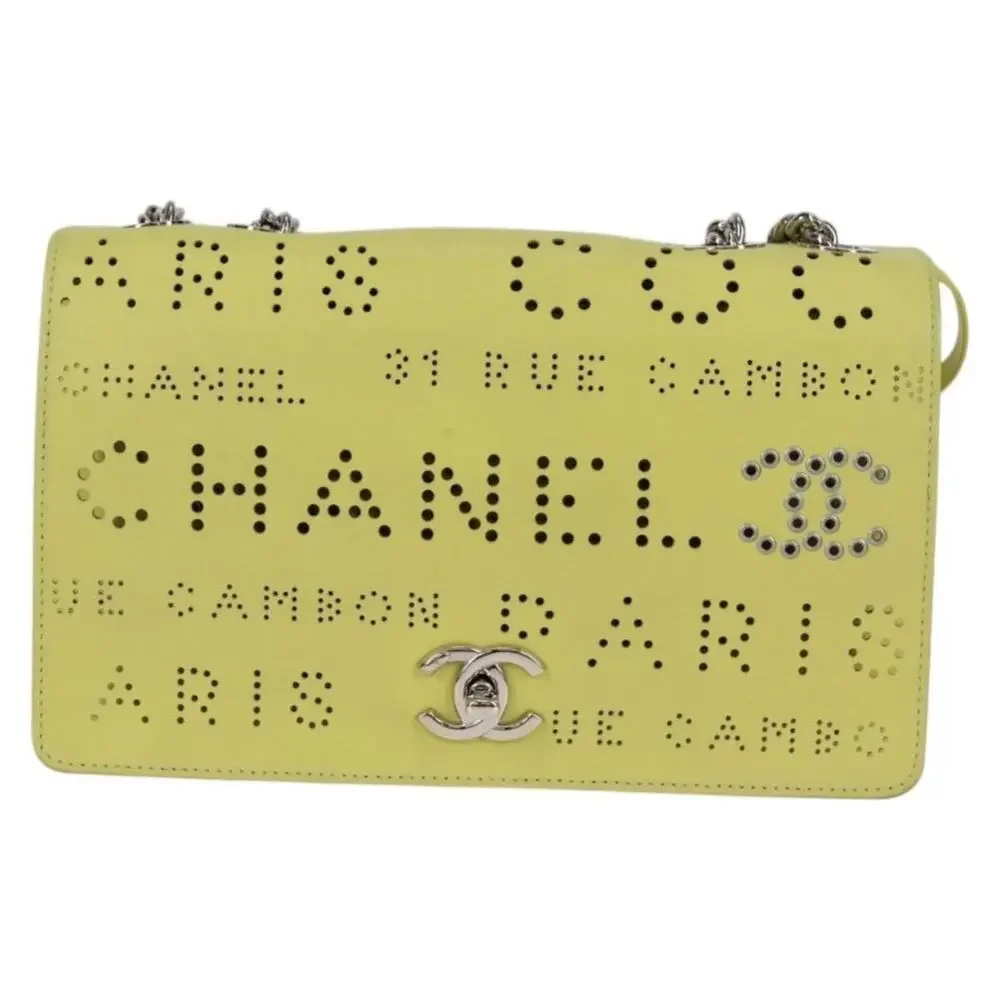Chanel Leather Chain Shoulder Bag Yellow